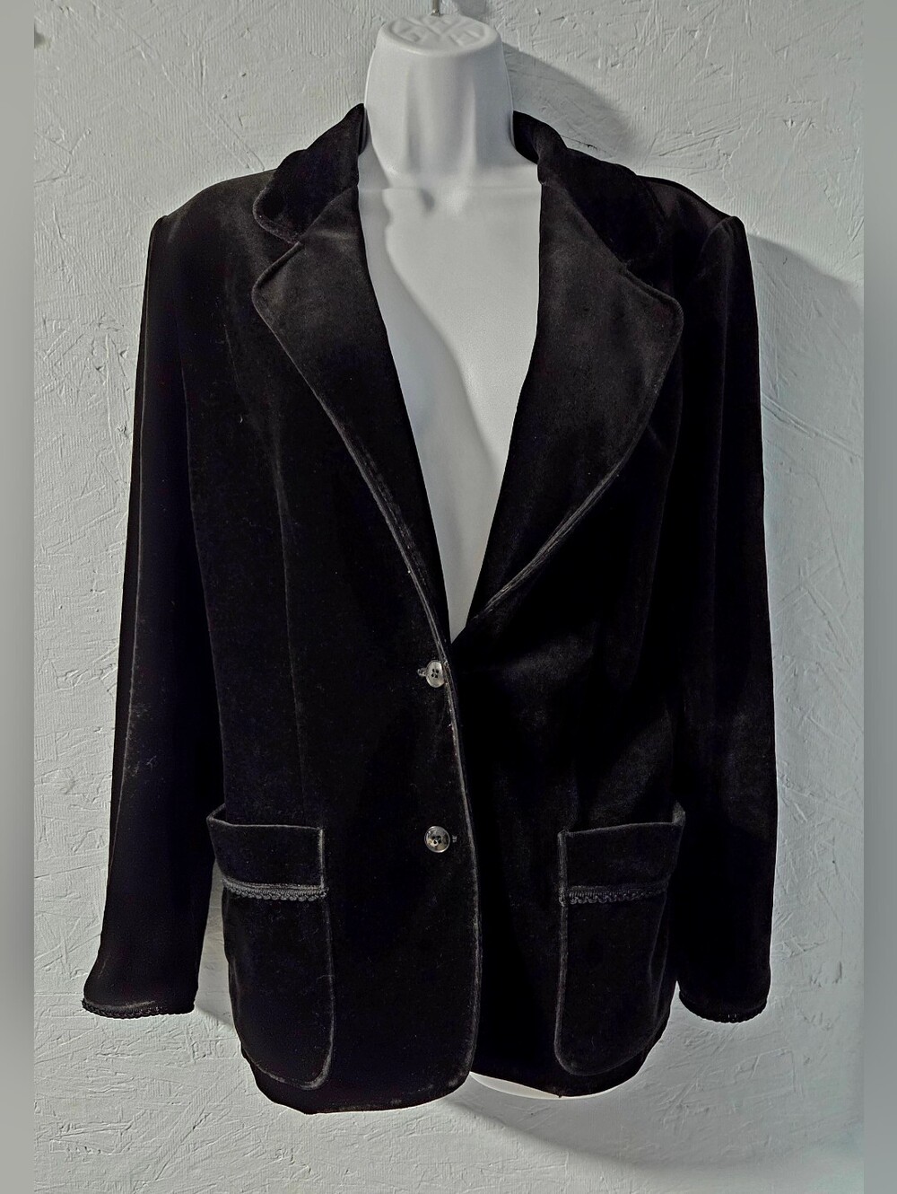 Vintage 80s ACT III Black Velvet Blazer - XL